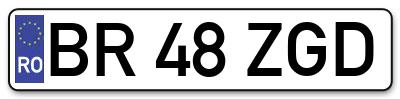 Placuta inmatriculare numar auto  BR-48-ZGD, BR 48 ZGD, BR48ZGD