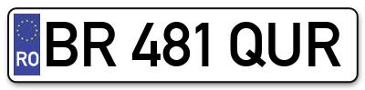 Placuta inmatriculare numar auto  BR-481-QUR, BR 481 QUR, BR481QUR