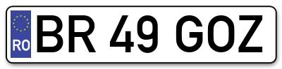 Placuta inmatriculare numar auto  BR-49-GOZ, BR 49 GOZ, BR49GOZ