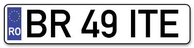 Placuta inmatriculare numar auto  BR-49-ITE, BR 49 ITE, BR49ITE