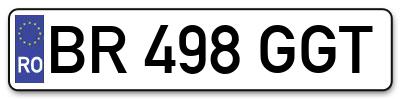 Placuta inmatriculare numar auto  BR-498-GGT, BR 498 GGT, BR498GGT