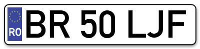 Placuta inmatriculare numar auto  BR-50-LJF, BR 50 LJF, BR50LJF