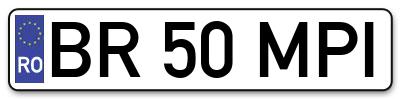Placuta inmatriculare numar auto  BR-50-MPI, BR 50 MPI, BR50MPI