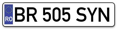 Placuta inmatriculare numar auto  BR-505-SYN, BR 505 SYN, BR505SYN