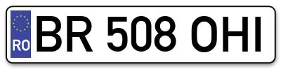 Placuta inmatriculare numar auto  BR-508-OHI, BR 508 OHI, BR508OHI