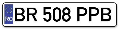 Placuta inmatriculare numar auto  BR-508-PPB, BR 508 PPB, BR508PPB