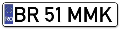 Placuta inmatriculare numar auto  BR-51-MMK, BR 51 MMK, BR51MMK