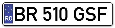 Placuta inmatriculare numar auto  BR-510-GSF, BR 510 GSF, BR510GSF