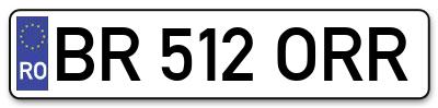 Placuta inmatriculare numar auto  BR-512-ORR, BR 512 ORR, BR512ORR
