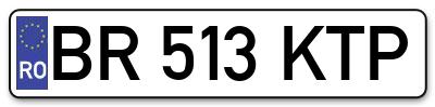 Placuta inmatriculare numar auto  BR-513-KTP, BR 513 KTP, BR513KTP