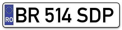 Placuta inmatriculare numar auto  BR-514-SDP, BR 514 SDP, BR514SDP