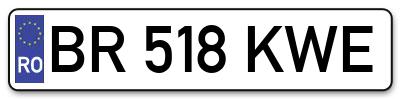 Placuta inmatriculare numar auto  BR-518-KWE, BR 518 KWE, BR518KWE