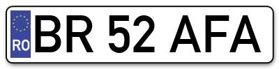 Placuta inmatriculare numar auto  BR-52-AFA, BR 52 AFA, BR52AFA