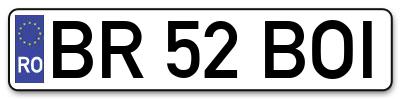 Placuta inmatriculare numar auto  BR-52-BOI, BR 52 BOI, BR52BOI