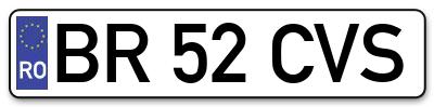 Placuta inmatriculare numar auto  BR-52-CVS, BR 52 CVS, BR52CVS