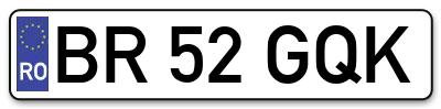 Placuta inmatriculare numar auto  BR-52-GQK, BR 52 GQK, BR52GQK