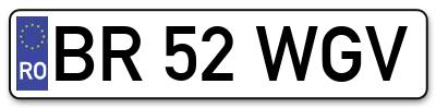 Placuta inmatriculare numar auto  BR-52-WGV, BR 52 WGV, BR52WGV