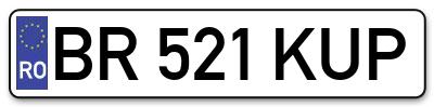 Placuta inmatriculare numar auto  BR-521-KUP, BR 521 KUP, BR521KUP