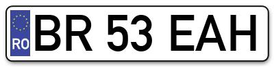 Placuta inmatriculare numar auto  BR-53-EAH, BR 53 EAH, BR53EAH