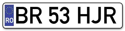 Placuta inmatriculare numar auto  BR-53-HJR, BR 53 HJR, BR53HJR