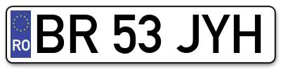 Placuta inmatriculare numar auto  BR-53-JYH, BR 53 JYH, BR53JYH