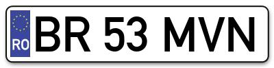 Placuta inmatriculare numar auto  BR-53-MVN, BR 53 MVN, BR53MVN