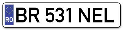 Placuta inmatriculare numar auto  BR-531-NEL, BR 531 NEL, BR531NEL