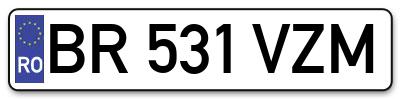 Placuta inmatriculare numar auto  BR-531-VZM, BR 531 VZM, BR531VZM