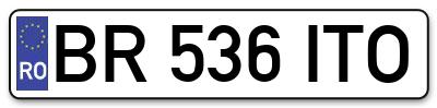 Placuta inmatriculare numar auto  BR-536-ITO, BR 536 ITO, BR536ITO