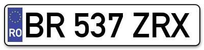 Placuta inmatriculare numar auto  BR-537-ZRX, BR 537 ZRX, BR537ZRX