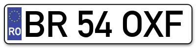 Placuta inmatriculare numar auto  BR-54-OXF, BR 54 OXF, BR54OXF