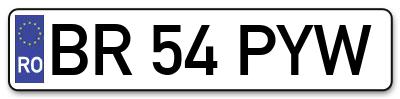 Placuta inmatriculare numar auto  BR-54-PYW, BR 54 PYW, BR54PYW