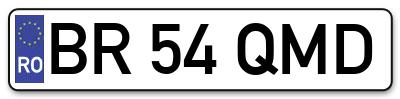 Placuta inmatriculare numar auto  BR-54-QMD, BR 54 QMD, BR54QMD