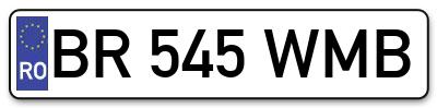 Placuta inmatriculare numar auto  BR-545-WMB, BR 545 WMB, BR545WMB