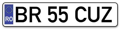 Placuta inmatriculare numar auto  BR-55-CUZ, BR 55 CUZ, BR55CUZ