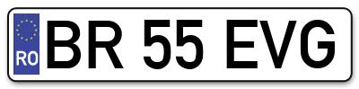 Placuta inmatriculare numar auto  BR-55-EVG, BR 55 EVG, BR55EVG