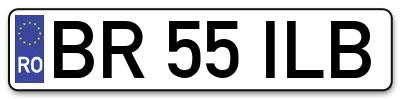 Placuta inmatriculare numar auto  BR-55-ILB, BR 55 ILB, BR55ILB