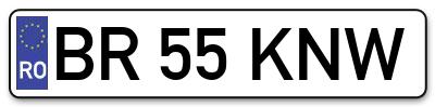 Placuta inmatriculare numar auto  BR-55-KNW, BR 55 KNW, BR55KNW