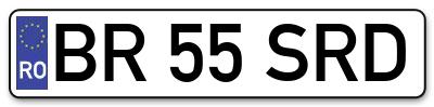 Placuta inmatriculare numar auto  BR-55-SRD, BR 55 SRD, BR55SRD