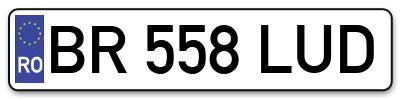 Placuta inmatriculare numar auto  BR-558-LUD, BR 558 LUD, BR558LUD