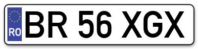 Placuta inmatriculare numar auto  BR-56-XGX, BR 56 XGX, BR56XGX