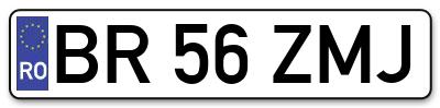 Placuta inmatriculare numar auto  BR-56-ZMJ, BR 56 ZMJ, BR56ZMJ