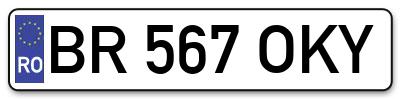 Placuta inmatriculare numar auto  BR-567-OKY, BR 567 OKY, BR567OKY