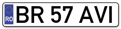 Placuta inmatriculare numar auto  BR-57-AVI, BR 57 AVI, BR57AVI