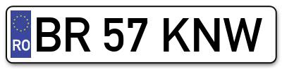 Placuta inmatriculare numar auto  BR-57-KNW, BR 57 KNW, BR57KNW