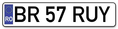 Placuta inmatriculare numar auto  BR-57-RUY, BR 57 RUY, BR57RUY