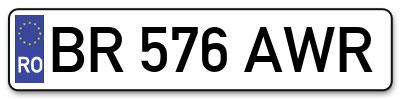 Placuta inmatriculare numar auto  BR-576-AWR, BR 576 AWR, BR576AWR