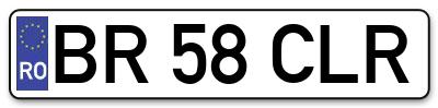 Placuta inmatriculare numar auto  BR-58-CLR, BR 58 CLR, BR58CLR