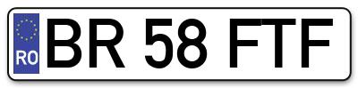 Placuta inmatriculare numar auto  BR-58-FTF, BR 58 FTF, BR58FTF