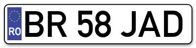 Placuta inmatriculare numar auto  BR-58-JAD, BR 58 JAD, BR58JAD